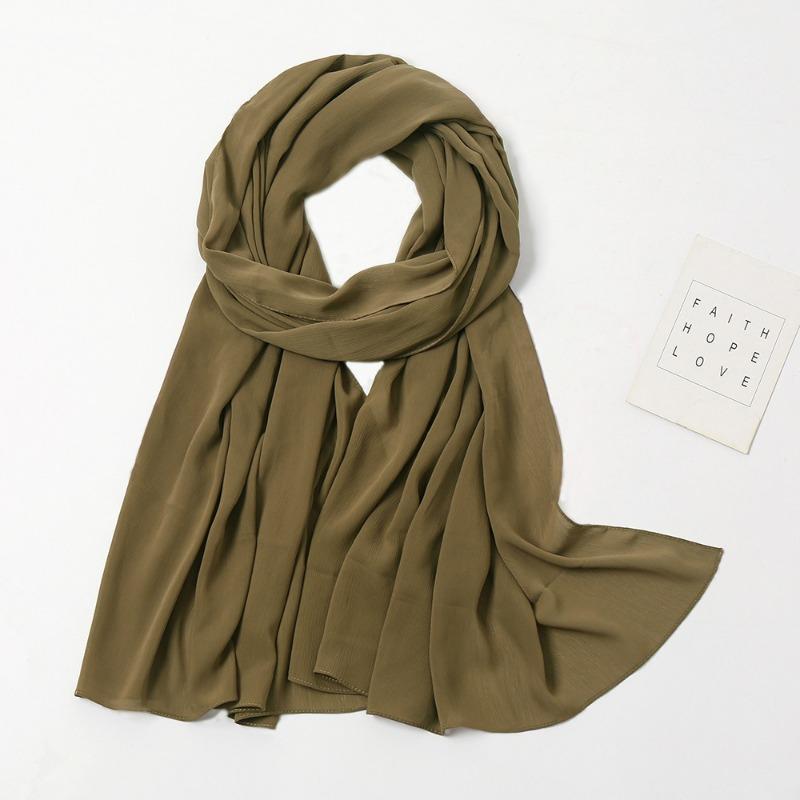 Monochrome natural wrinkled chiffon headscarf breathable pleated bag headscarf YW breathable sunscreen