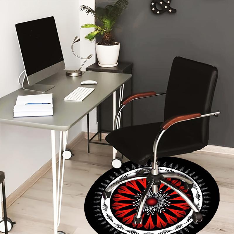 

1pc Office Carpet Chair Mats Red Flower Mandala Pattern Perfect for Decorating Office Chairs, Living Rooms, Or Bedrooms 80cm