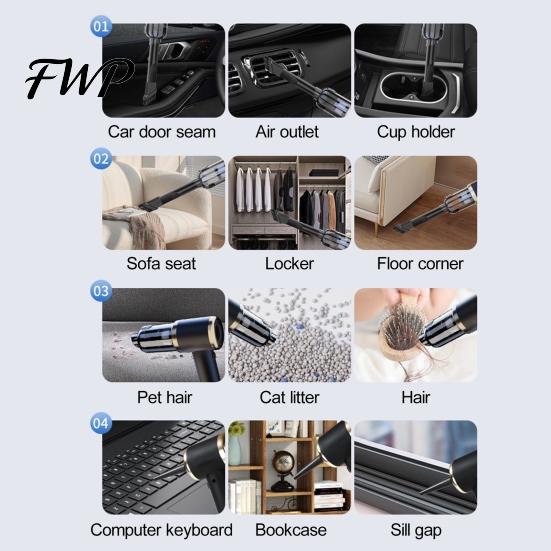 6000Pa Vacuum Cleaner Handheld with Suction Cordless Car Home Dustbuster Blowing Compact Portable & 2-in-1 Multi-Function Blower Device for