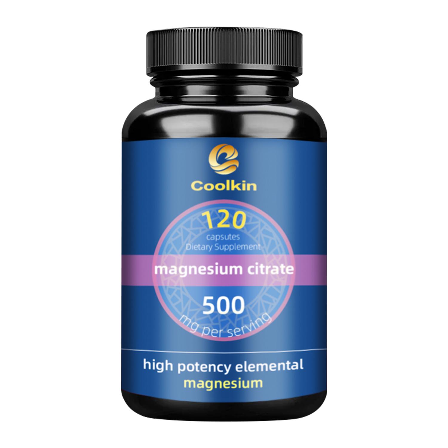 

Magnesium citrate capsules, 500 mg per serving, all-natural, gluten-free, suitable for both men and women. 120*1