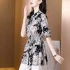 Women's Summer Mid-Length Waist Shirt Mom Short Sleeve Loose Printed Casual Tops