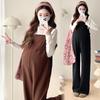 Spring & Autumn 2025 Maternity Loose Casual Overalls with Long-Sleeve Top - 2-Piece Trendy Set