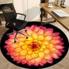 1pc Flower Print Carpet, Round Non Slip Durable Large Size Office Carpet, Suitable for Office