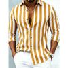 Nouvelle chemise à manches longues pour homme Mode décontractée Impression rayée 3D Chemise de haute qualité Haut à manches longues à boutonnage simple