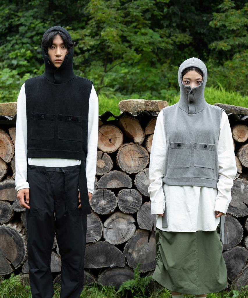 GLACK Gnt013 Balaclava Knit Vest (Gray)