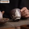 111ml Old Rock Mud Gilt Silver Dunhuang Teacup Ancient Tea Bowl Cute Cup Tea-tasting Meditation Cup Jianzhan Master Cups Cafes