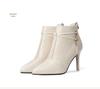 Stilettos i fransk stil: Eleganta Damskor med Spetsig Tå och Hög Klack för Höst och Vinter - Nude Mode Smala Stövletter