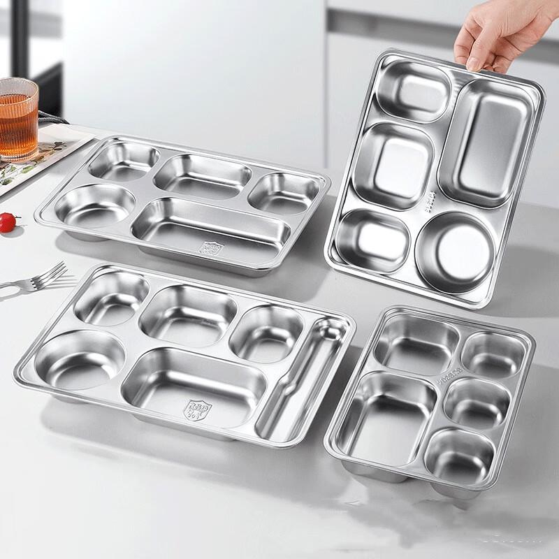 Jiyoushi 304 Stainless Steel 4-Compartment Divided Cafeteria Tray