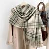 Plaid Korean Style Scarf 2025: Imitation Cashmere, Tassel Shawl for Autumn/Winter, Warm Thick Neck Warmer for Couples