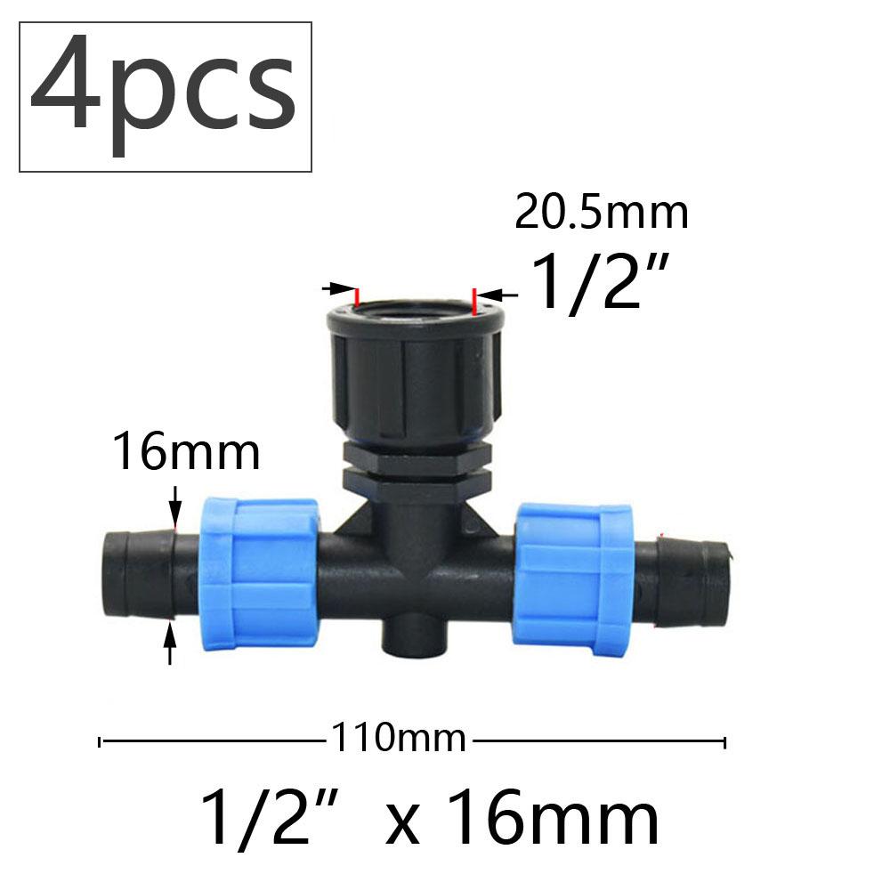 16mm 5/8'' Nastro per Irrigazione a Goccia Valvola di Intercettazione Gomito Raccordo a T Tappo Terminale Connettore a Blocco Filettato Tubo per Irrigazione da Giardino Giunti per Tubo Flessibile
