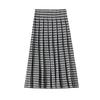 Women's High-Waisted Plaid Pleated Wool Midi Skirt - Fashionable, Slimming, A-Line Design
