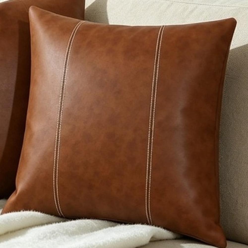 Zipper Style Patchwork Pillow Cover Waterproof Pillowcase PU Leather Throw Pillow Covers Couch
