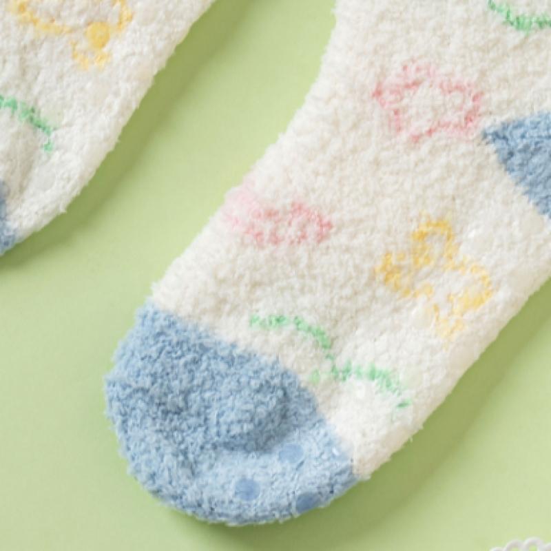 Monfoot Patterned Sleep Socks For Kids 7 9 Years Old Ivory
