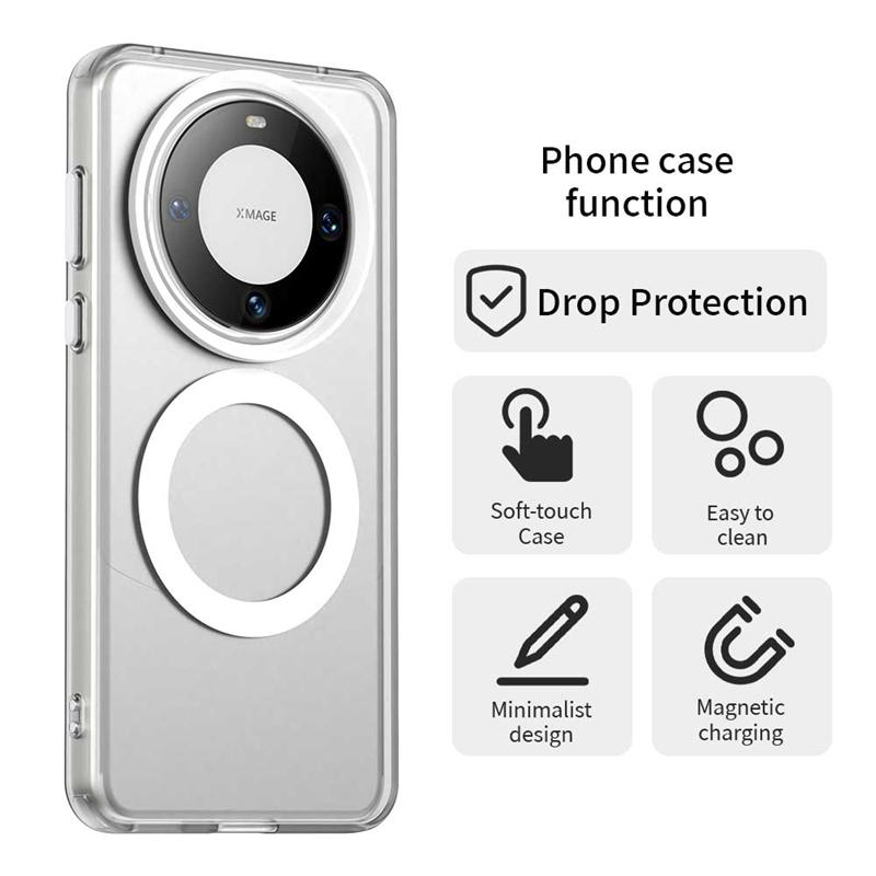 For Huawei Mate 60 Pro Case Cover Huawei Mate 60 Pro Capas Transparent Annular Magnetic Matte Clear Fundas Huawei Mate 60 Pro