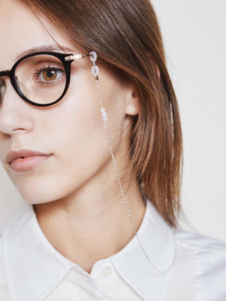 Elliona Glasses Necklace - White Crystal