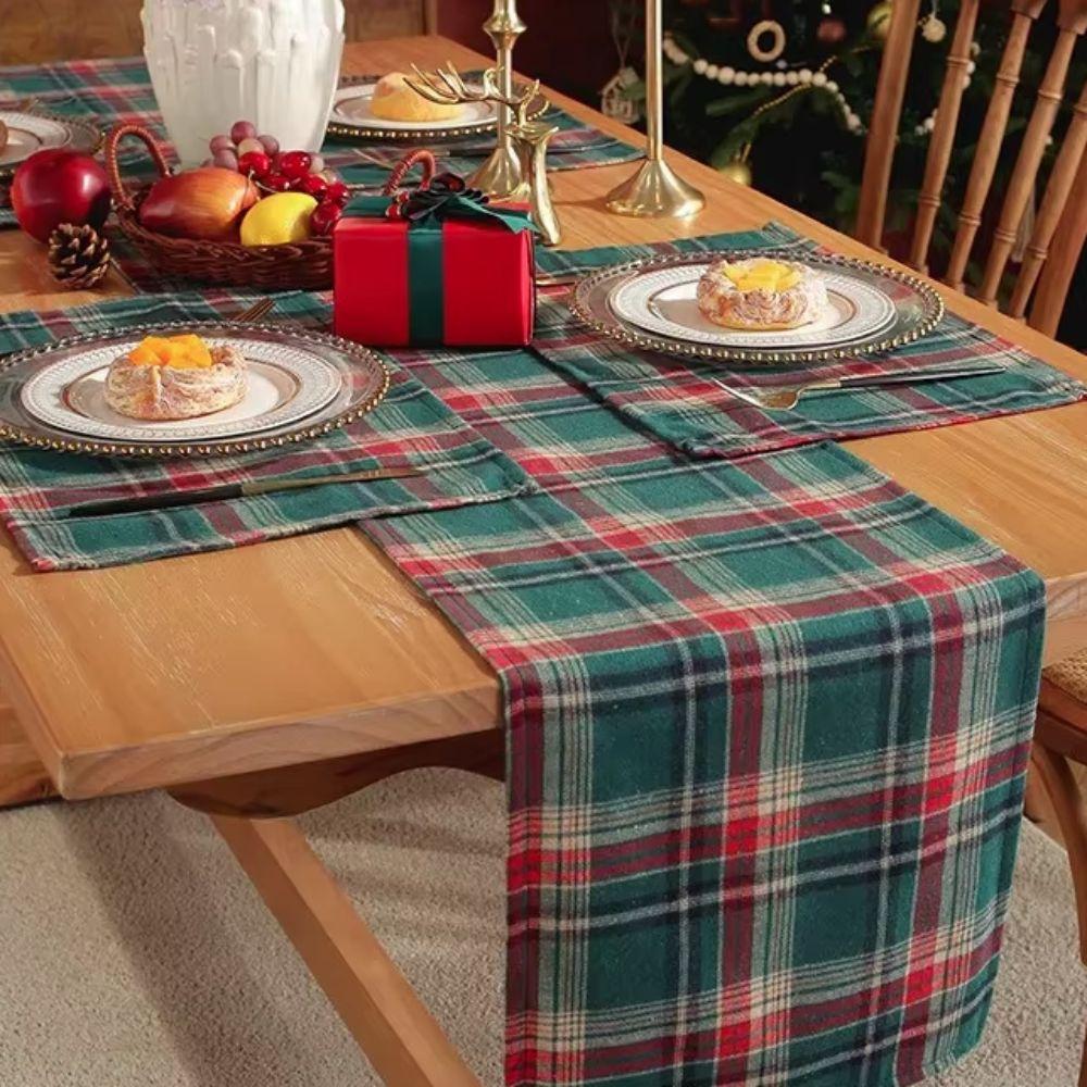 

Anti-scald Lattice Placemats Insulated Dinner Napkin Home Table Decoration Plaid Table Mat Hotel Style C