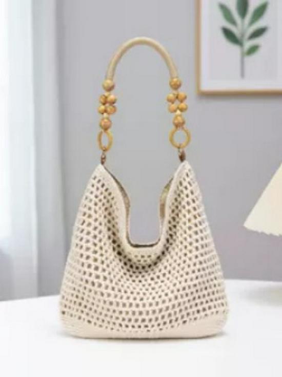 Summer 2026 Women's Artistic Woven Beach Tote – New Chinese Style Single Shoulder Bag