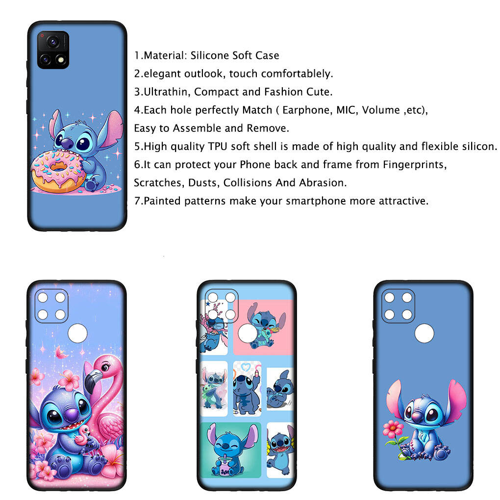 Cover for iPhone 17 16 15 Xiaomi Poco Redmi Note 14 13 12 11 Pro 9 16e Samsung Galaxy S25 S24 S23 OPPO Huawei Blue Lilo Cartoon Stitch Pink Phone Case