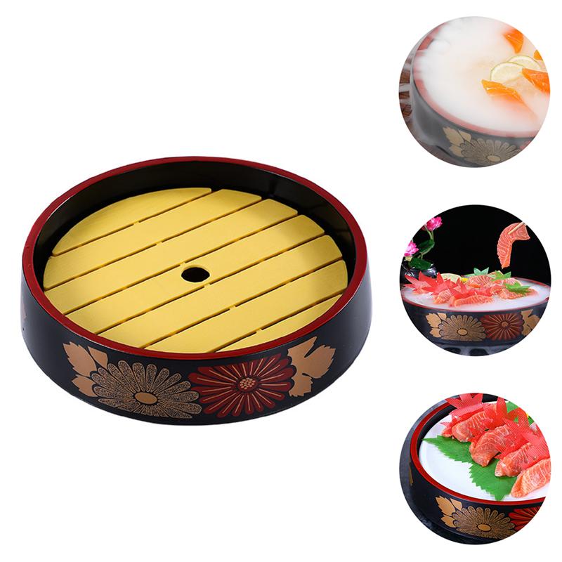Sashimi Dry Ice Plate Japanese Salmon Seafood Sushi Restaurant High-End Flat Plate Serving Plate