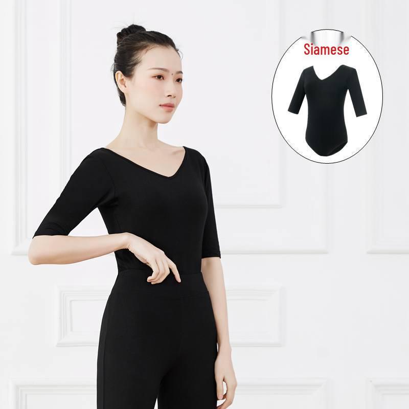 Damen V-Ausschnitt Modal Slim-Fit Tanz-Trainings-Top