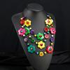 Vintage Bohemian Coconut Shell Wood Necklace Woven Long Multilayer Colored Women's Sweater Chain Vacation Accessories