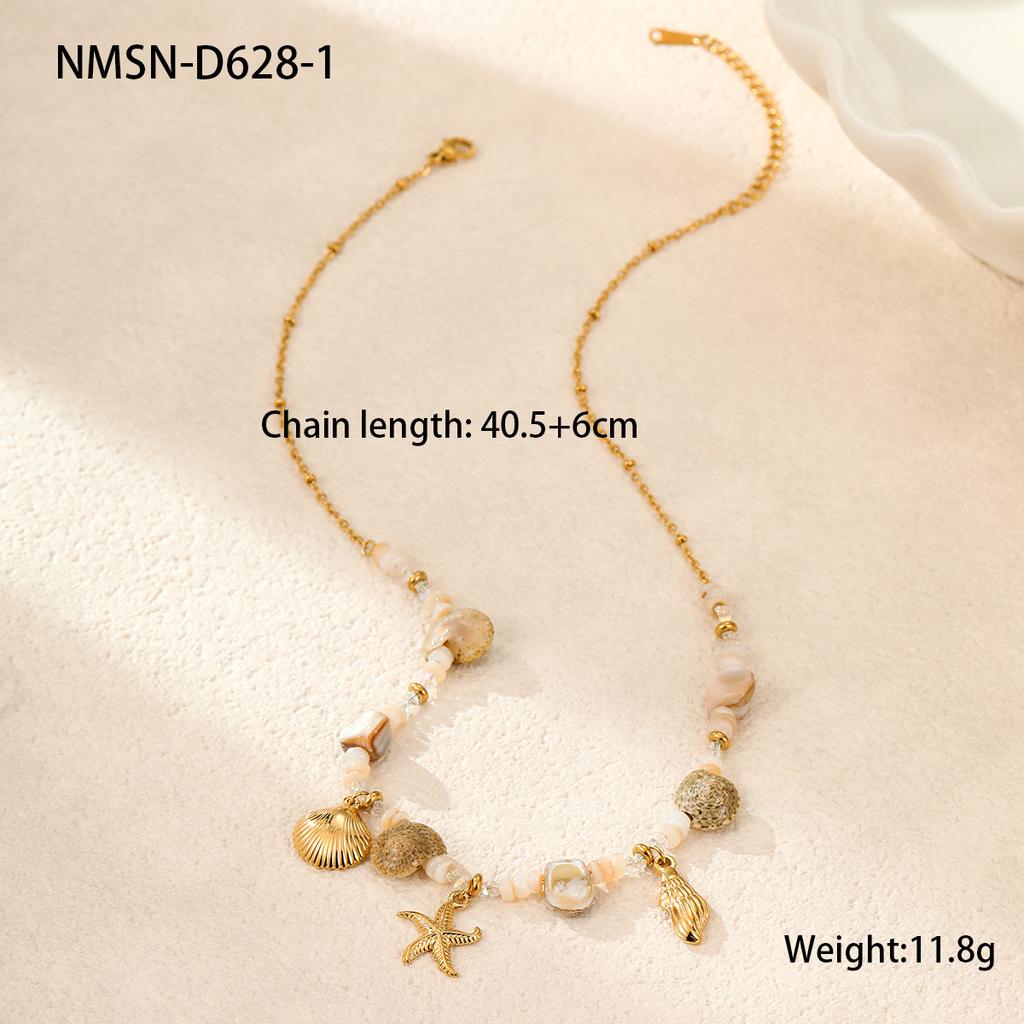 Vacation Ocean Style Summer Beach Bohemian Design Stainless Steel Necklace Women Bracelet Set