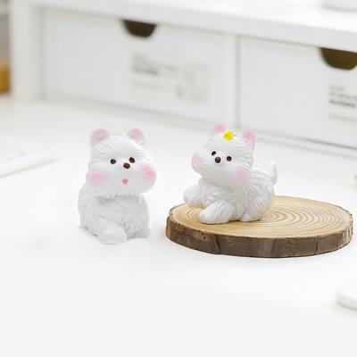 3 Pcs Mini Dog Figurines Cartoon Resin Dog Miniature Figures Little Puppy Statue for Cake Toppers Fairy Garden DIY Crafts