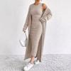Spot Hot-selling Women's Clothing European Beautiful Women Autumn Fashion Vest Dress Long Sleeve Long Coat Two-piece Set