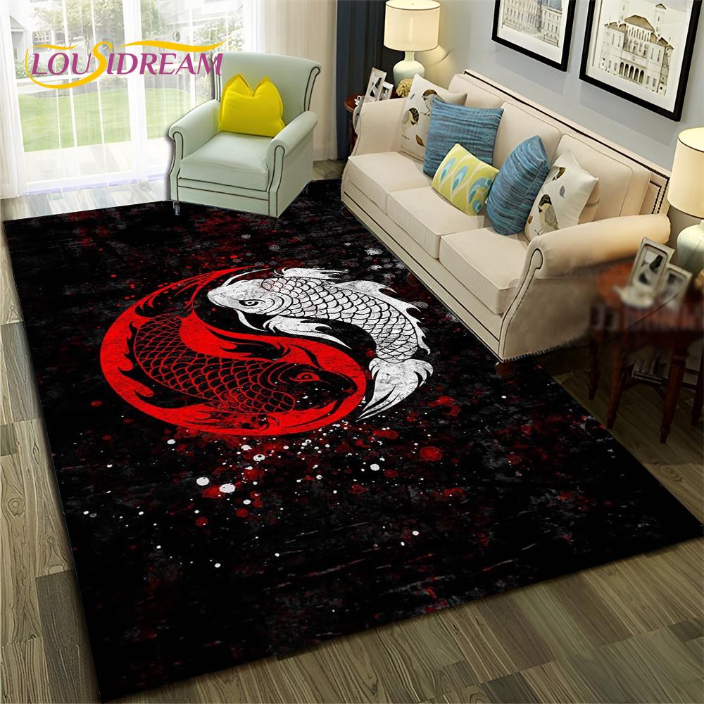 Chinese Bagua Yin Yang 3D Tai Chi Carpet Rug for Home Living Room Bedroom Sofa Doormat Decor,Child Area Rug Non-slip Floor Mat