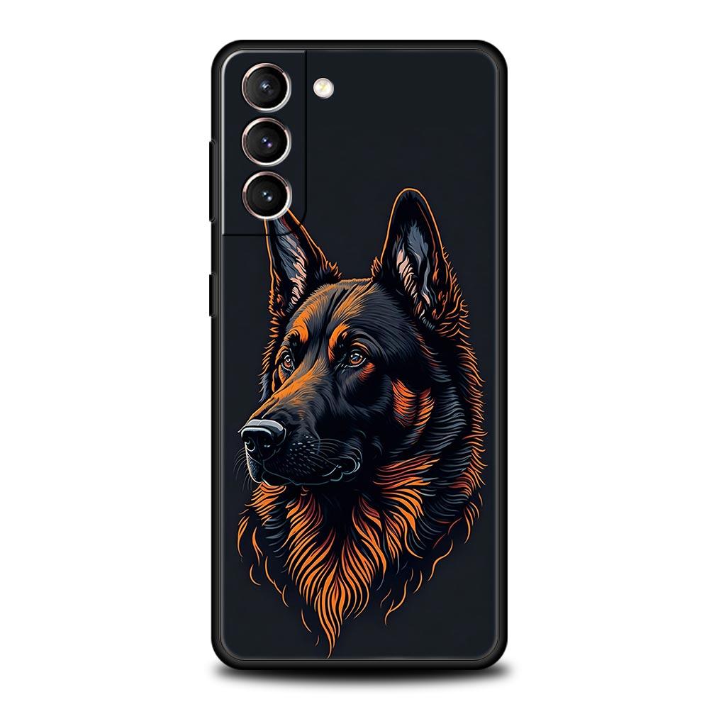 German Shepherd Dog Cartoon Soft Phone Case For Samsung Galaxy S25 Edge S24 Plus S23 FE S22 S21 S20 Ultra 5G S10 Protect Cover