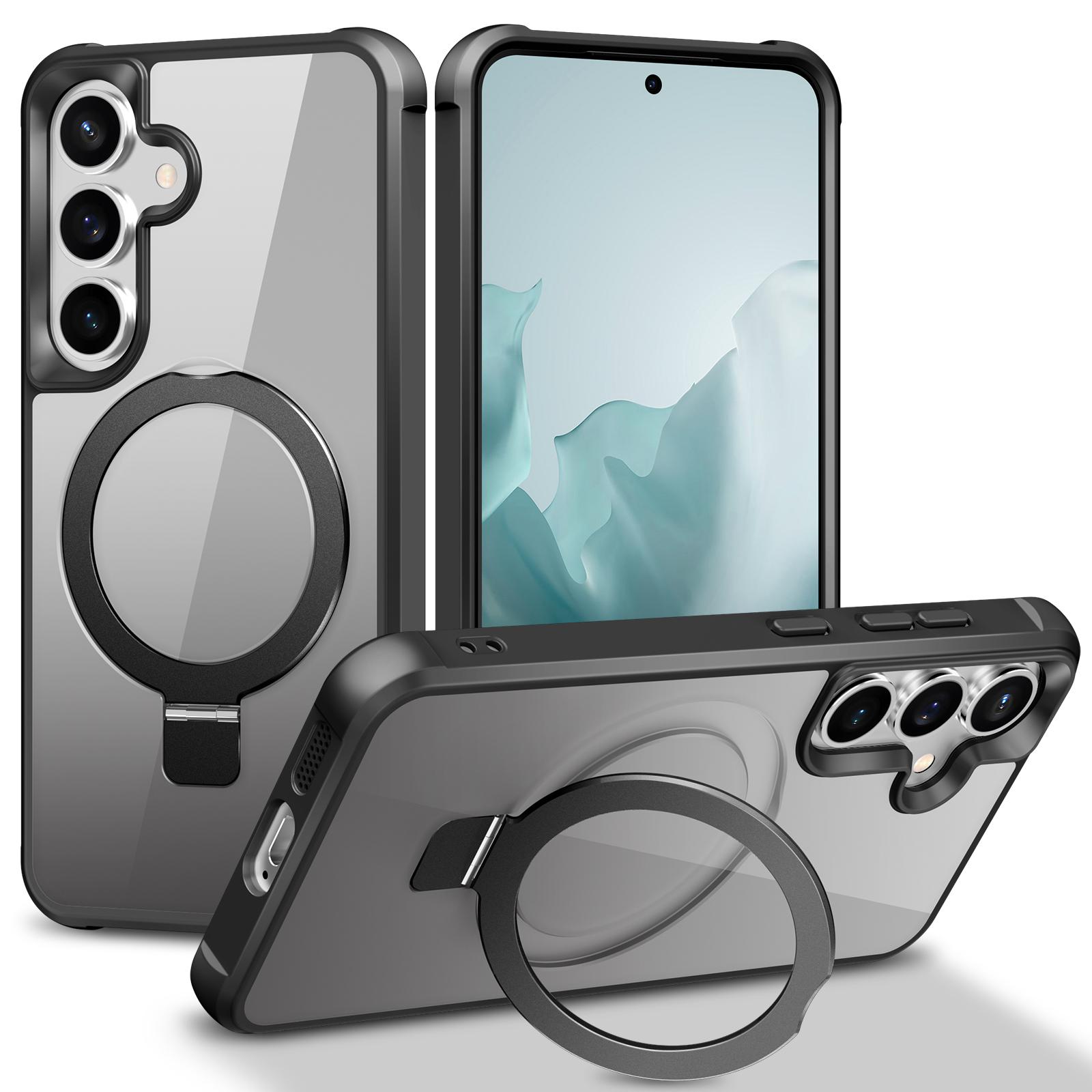 

Чохол для Samsung Galaxy S25/S24 Сумісний з MagSafe Кільце-тримач Підставка TPU+PC Чохол для телефону Black