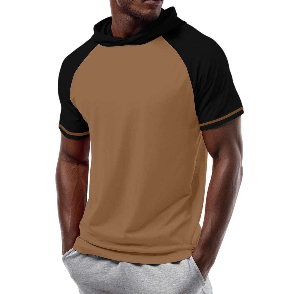 Pánské tričko s kapucí s krátkým rukávem a rovnými rameny