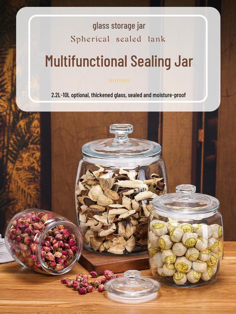 Large Glass Food-Grade Storage Jar for Dried Tangerine Peel and Tea Sealed for Freshness