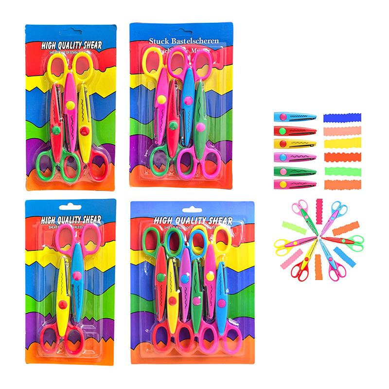 6Pcs/Set Scissors Wavy Pattern Paper Cutter Diy Handmade Tools Paper Craft Kawaii Card Photo Scissors Kids Gifts Office Supplies