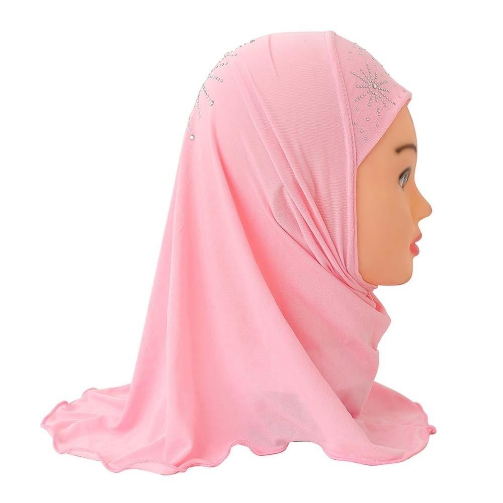 Pre-Stitched Design Girls Rhinestone Headscarf Ethnic Style Turban Celebration Outfit светло-розовый