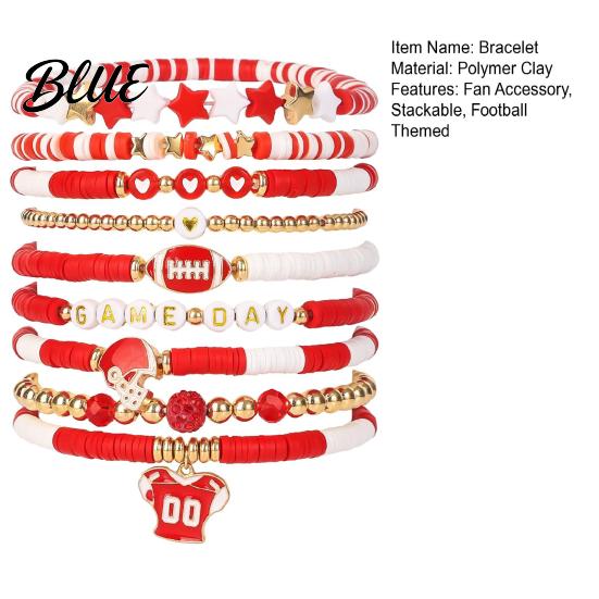 Football Party Accessory Game Day Bracelets Stackable Sports Charm Elasticated