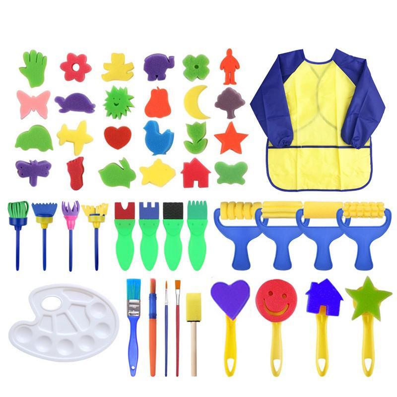 18-Piece Children's Painting Sponge Set: Early Education Doodle & Brush Tools for Kindergarten