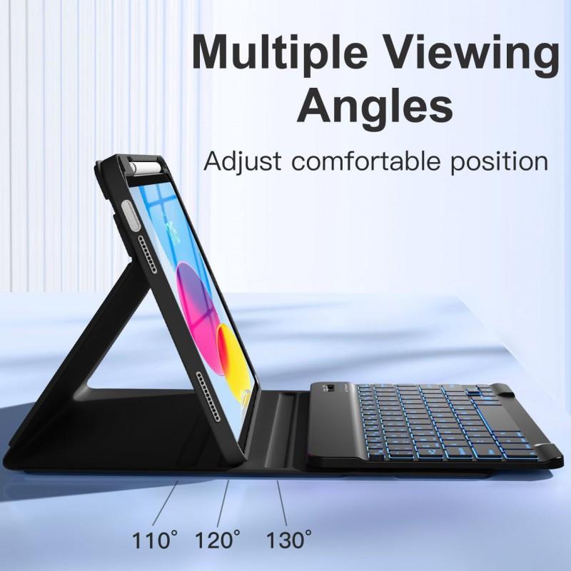 IPad Air 4/5 10.9 Inch Bluetooth Keyboard Case With Pen Slot TPU Cover Stand Sleep Function Anti-Shock