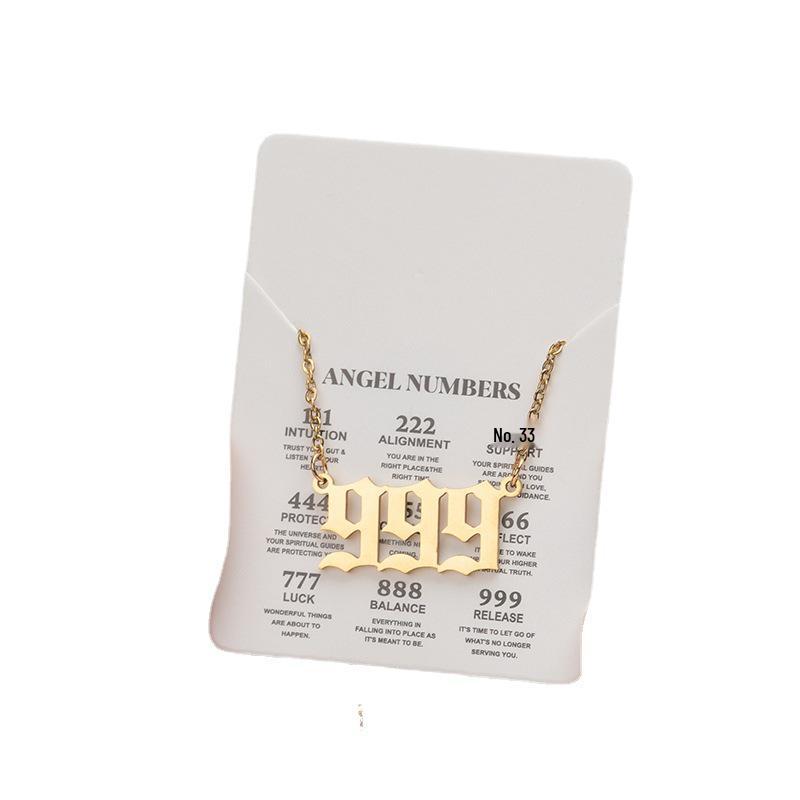 Angel Number Necklace for Women: Stainless Steel 000-999 Pendant Clavicle Chain