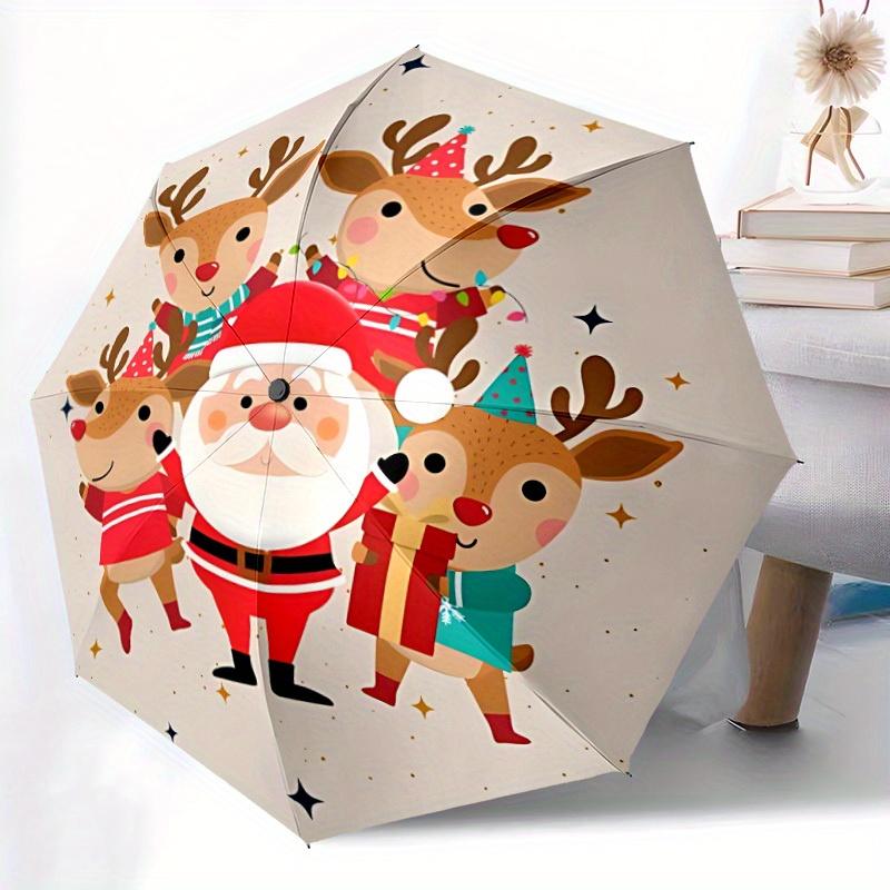 1pc Christmas Reindeer Automatic Umbrella - 8-Rib Foldable Design, Outdoor Adventures, and Family Celebrations Yy250829076