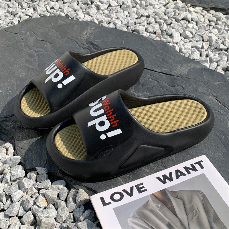 

Летние мужские сандалии Eva, легкие пляжные уличные мужские тапочки, нескользящая обувь для ванной комнаты для мужчин, популярная модель 44-45 чёрный