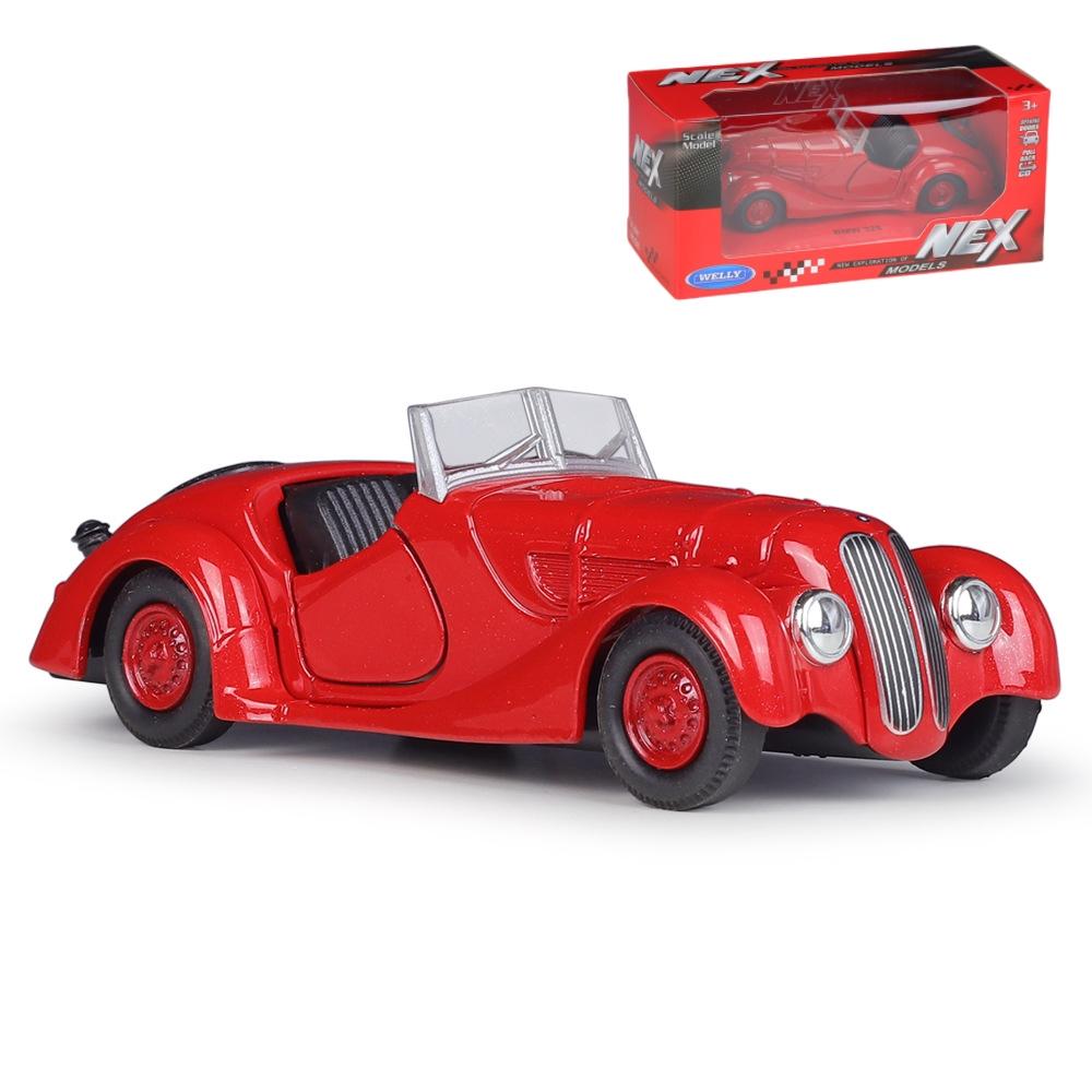 1/36 BMW 328 Retro Toy Car Model Welly Diecast Metal Alloy Vehicle Miniature Classical Collection Gift for Children Boys