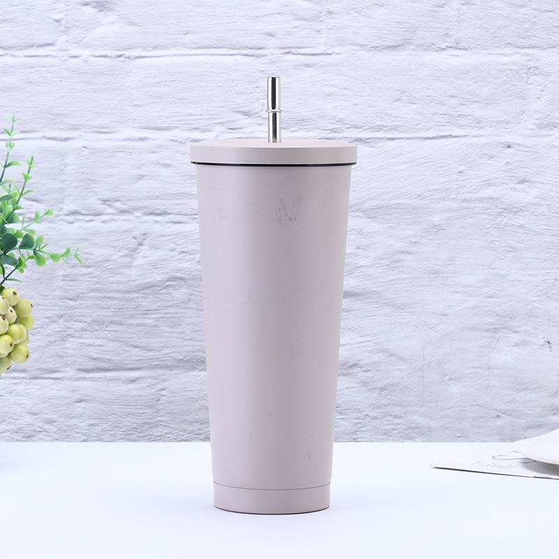 304 Stainless Steel Straw Cup Large Capacity Vacuum Coffee Cup Portable Car Cup Gift Thermos Cup