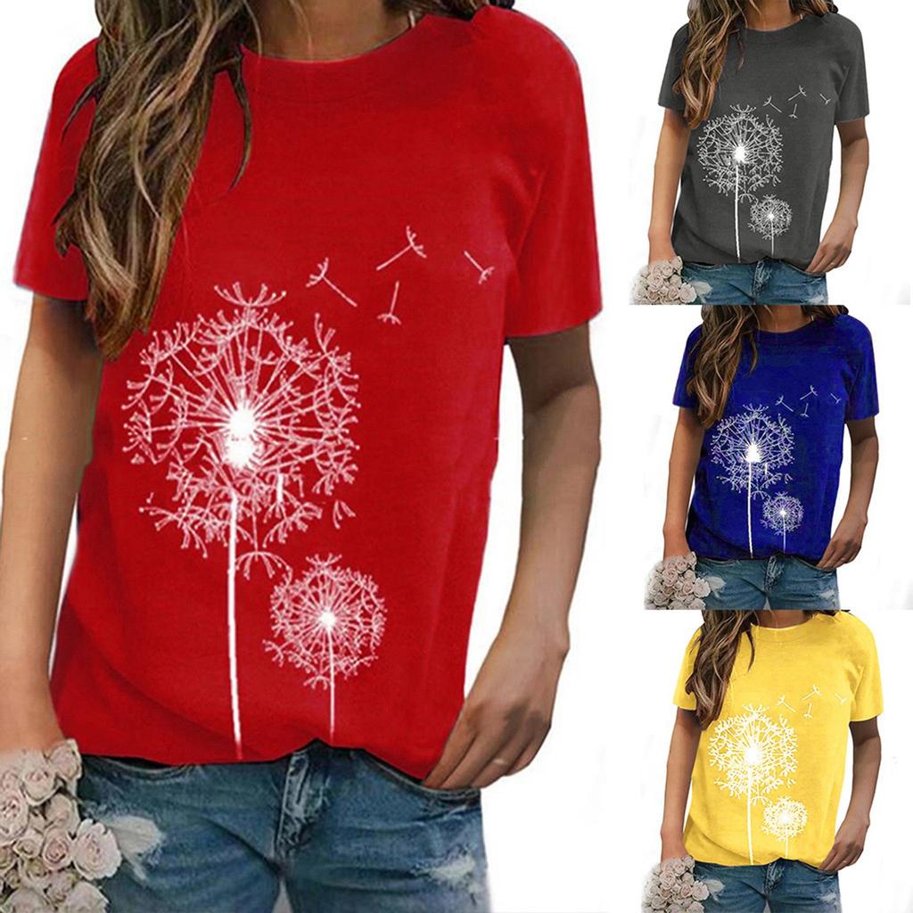 Fashion Women's Casual Print Short Sleeves Loose T-Shirt Blouse Tops
