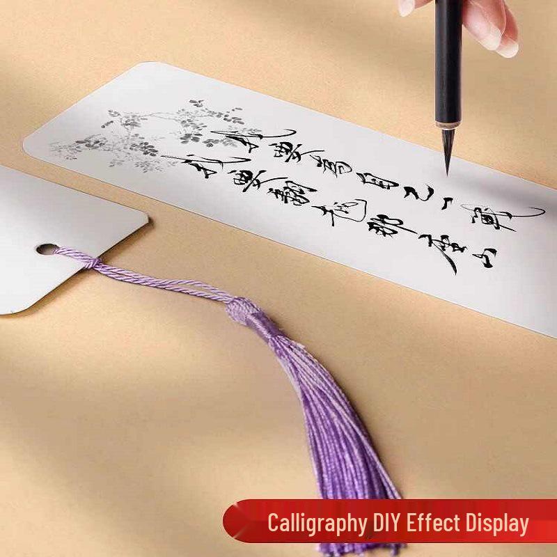 Thickened Handmade Bookmark with Calligraphy Painting, Creative Blank Cardboard, Dried Flowers, and Hand-painted Transparent Label