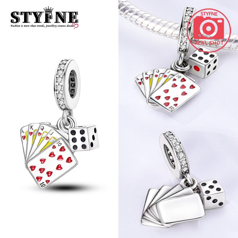 

Charms Copper Creative Poker Card Dice Pendants Fit Charms Plata Original Bracelet Beads Women Jewellery Making Gifts