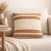 Beige/Ivory Handwoven Cushion -Soft Decorative Throw Pillow for Sofa, Bed, and Accent Chair