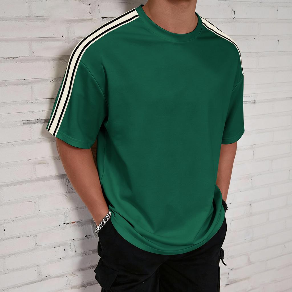 T-shirt casual e comoda da uomo a maniche corte a righe con scollo rotondo