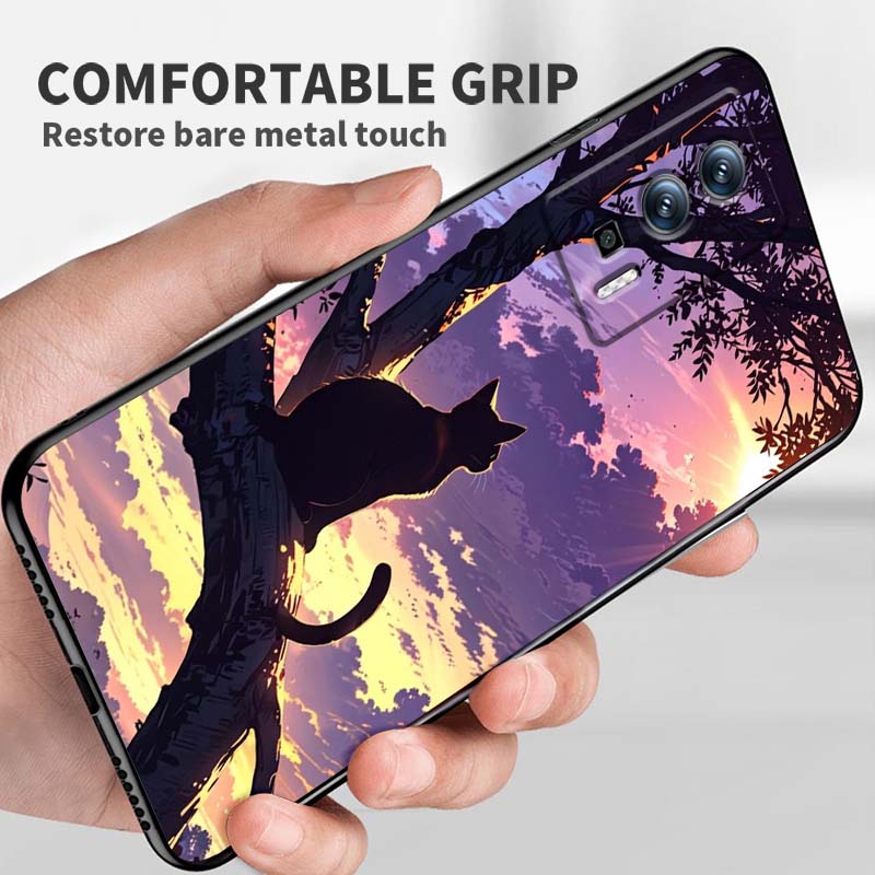 Cartoon Cat Cute For Xiaomi Redmi 12 13C 12C 13 10C 9T A2 9A 9C 7A Note 10S 8T 10 9 8 Pro 4G 5G Black Phone Case