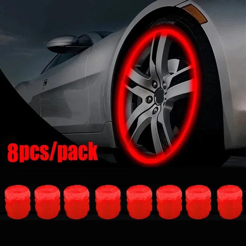 1/4/8/20PCS Luminous Car Tire Valve Cap Fluorescent Night Covered Motorcycle Truck Universal Tube Tyre Bicycle Valve Cap